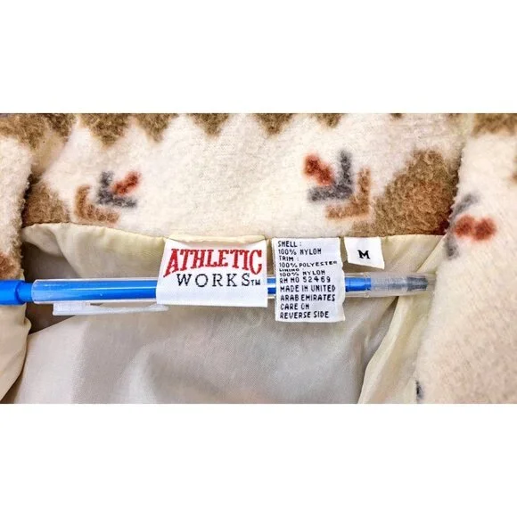 Vintage Athletic Works Track Suit Jacket Pants Set Women Medium Brown Tan Aztec - Picture 6 of 13